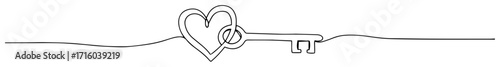 minimal one line divider with heart key love icon vector