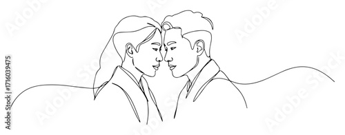 one continuous line drawing of a tender couple in an intimate moment