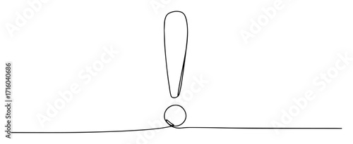 one single line drawing of an exclamation mark attention symbol icon