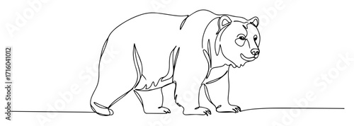grizzly bear continuous one line drawing