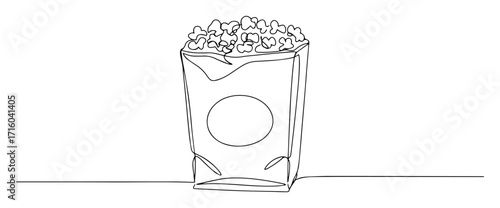 popcorn in paper box one continuous line drawing vector illustration