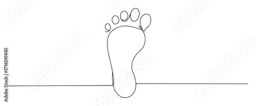 single footprint with toes monoline thin lineart vector illustration