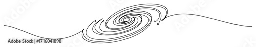 one continuous line drawing of a spiral galaxy or black hole in outer space minimalist cosmic vector lineart