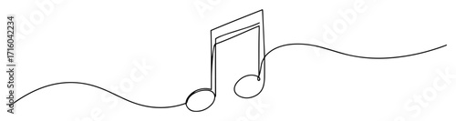 sixteenth musical notes symbol continuous one line drawing vector sound art sketch