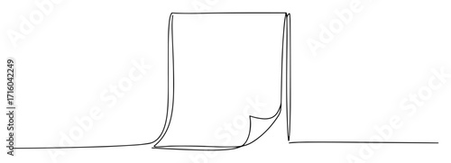 blank sheet of paper with folded corner continuous thin line drawing monoline oneline vector lineart outline