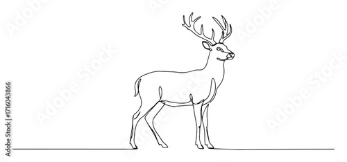majestic stag with full antlers linework monoline vector engraving