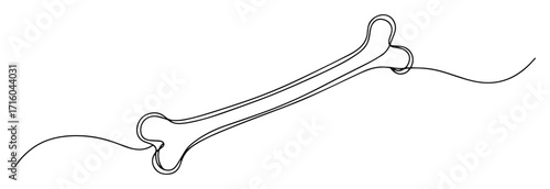 Dog bone continuous line drawing – simple outline vector