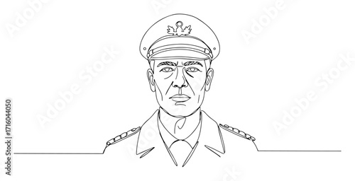 Navy captain portrait – minimal line art vector