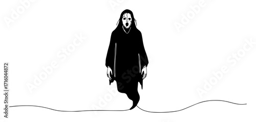 the grim reaper or a terrifying ghost floating a spooky halloween character graphic vector silhouette illustration
