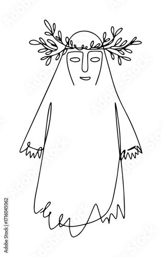 wreath crowned phantom apparition monoline vector lineart