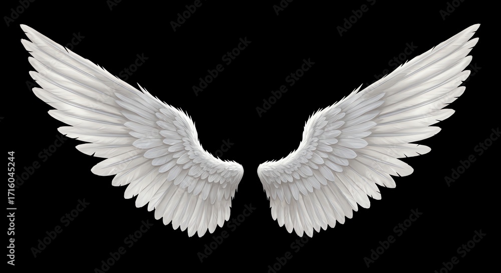 Fototapeta premium White angel wings with transparent background