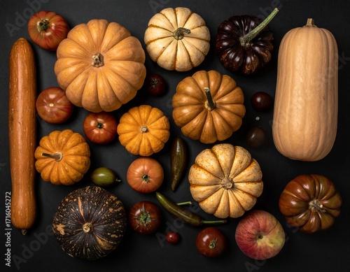 Wallpaper Mural Rustic brown autumn pumpkins flat lay background Torontodigital.ca