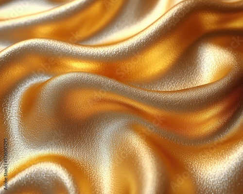 Gold silk fabric texture.  Close-up view of luxurious folds