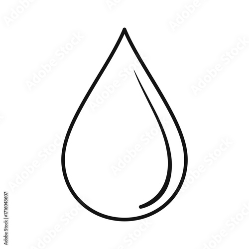 Simple line icon of a water droplet, representing purity, hydration, and essential liquid resources, perfect for design projects