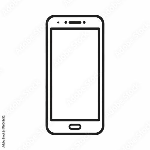 Smartphone vector icon in a flat, linear style. Outline symbol of a mobile phone for web design, app interface, or technology concepts