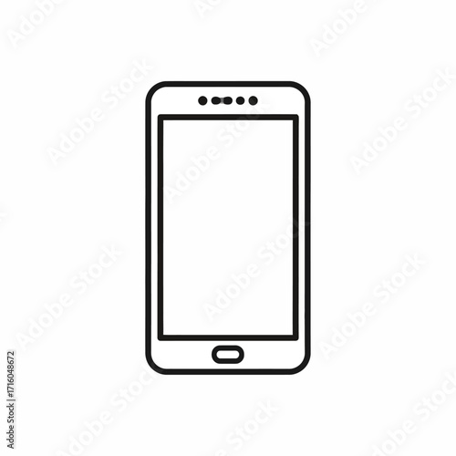 Monochrome flat icon of a mobile phone with a simple design. Clean outline of a smartphone for digital communication technology concepts