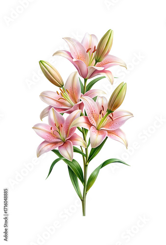 Elegant Arrangement of Pink Stargazer Lilies with Green Buds and Foliage