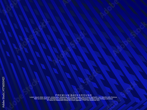 Premium background design with diagonal dark blue stripes pattern. Vector horizontal template for digital lux business banner, contemporary formal invitation, luxury voucher, prestigious gift certific