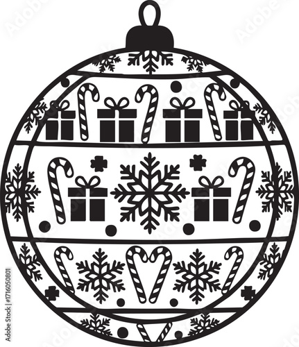  Ornate Christmas Ornament Silhouette with Festive Icons