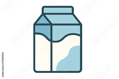 Milk carton icon vector illustration. Flat style design of a dairy drink package. Healthy food symbol. Concept for breakfast, nutrition, calcium, grocery store, and fresh products.