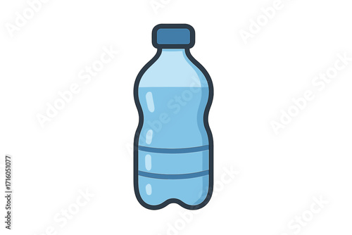Plastic water bottle icon. Simple flat cartoon vector illustration for hydration, health, and beverage concepts. Clean, pure, mineral water drink symbol for graphic design.