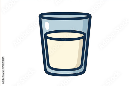 Glass of milk icon. Flat style vector cartoon illustration. Healthy dairy drink for breakfast. Calcium rich beverage. Fresh natural food concept. Simple minimal graphic element.