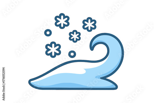 Snow cap symbol, flat style vector cartoon illustration. Winter weather icon with snowflakes and snowdrift. Cold blizzard or frost concept design for Christmas holiday season.