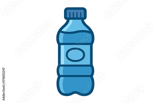 Plastic water bottle icon vector illustration. Flat style cartoon for beverage, hydration, and liquid concepts. Symbol of recycling, environment, and pure mineral water.