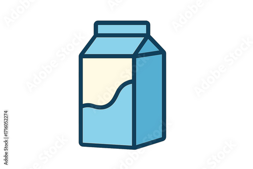 Milk carton icon vector illustration. Flat style simple graphic of a dairy or juice drink package. Concept for beverage, breakfast, grocery, nutrition, and healthy food.