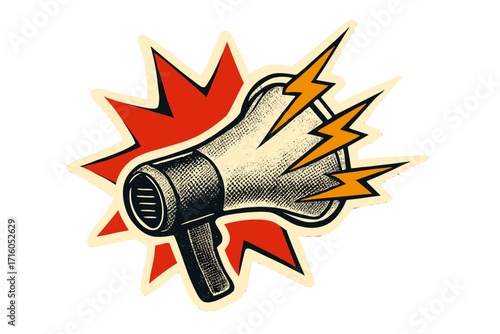 Loudspeaker announcement concept. Megaphone vector for advertising, promotion. Retro propaganda symbol. Protest icon. Communication news broadcast. Loud sound alert attention sign.