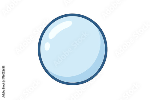 Blue bubble vector illustration. Cartoon soap bubble icon. Simple shiny sphere. Aqua, water, liquid, air concept. Isolated round glossy object for design element graphic.
