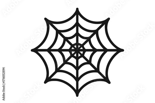 Spiderweb vector icon, cobweb symbol. Halloween scary graphic element. Horror, spooky spider web silhouette illustration. Flat design cartoon pictogram. Isolated net trap.