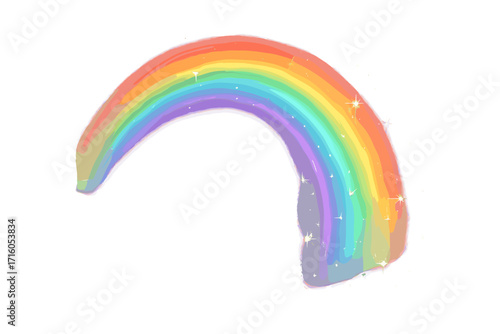 Magical rainbow light flare with sparkles and glowing stars. Weather phenomenon arc isolated on transparent background. Kids fantasy design element. Pride, lgbt symbol vector.