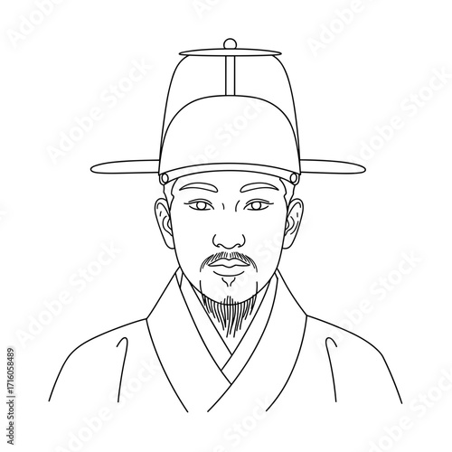 Noble Korean man from the 17th century wearing traditional attire  