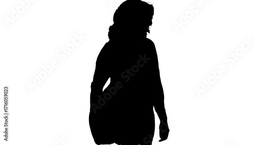 Elegant silhouette of a woman with wavy hair, captured in a dynamic pose, conveying grace and confidence for modern lifestyle and fashion concepts