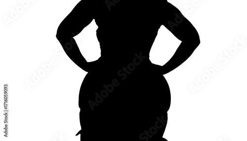 Confident woman with hands on hips projecting strength and determination, a powerful silhouette for motivational and empowerment themes.