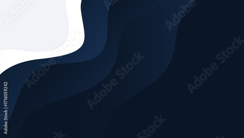 Abstract navy blue and white fluid wave background. Modern simple wallpaper for banners, business templates, posters, flyers, websites, landing pages, presentations, and more