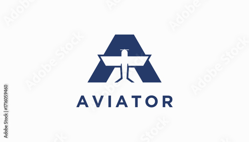 flight aviation logo design. aviator vector air plane wing logo design template