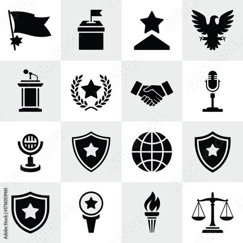 Political Recognition & Award Icons  Clean Vector Set for Campaigns, Elections & Honors