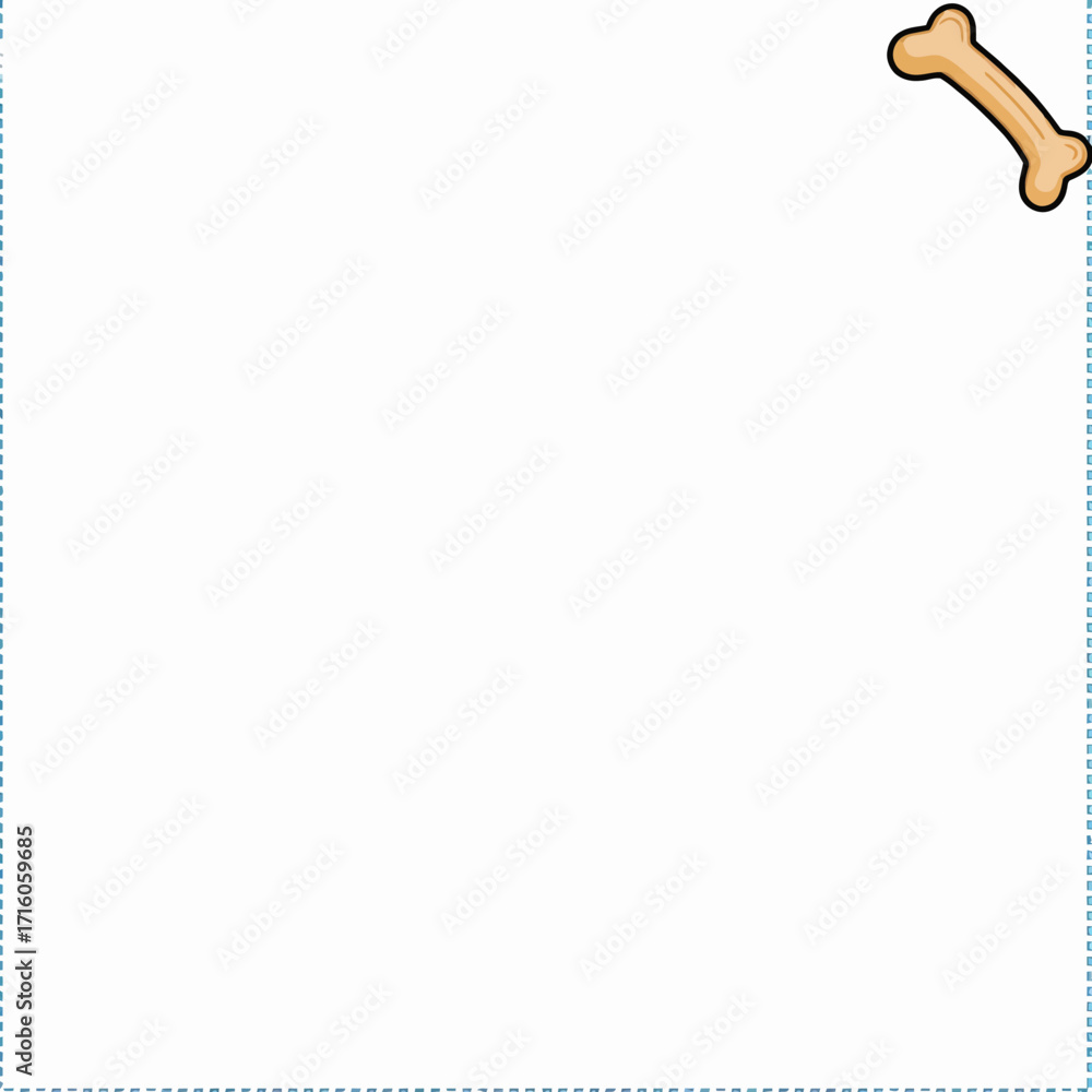 Obraz premium Minimalistic Blank White Background with Cartoon Bone in the Top Corner for Pet-Themed Design Projects or Invitations