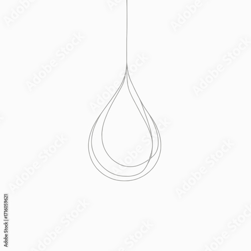 Elegant Minimalist Line Art Depicting a Teardrop Shape with Intricate Overlapping Loop Design on a Clean White Background