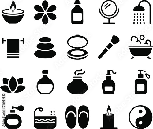 Spa and wellness icon set vector illustration for relaxation and beauty treatments design element