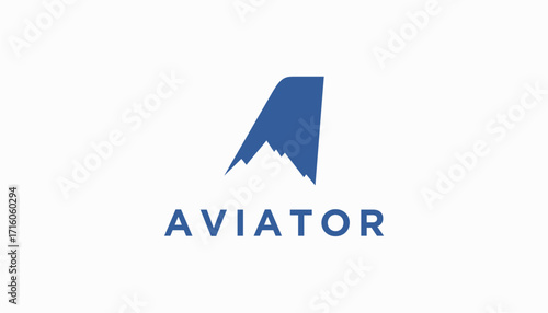 flight aviation with mountain logo design. aviator vector air plane wing logo design template