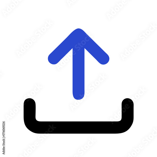 blue arrow icon on white background