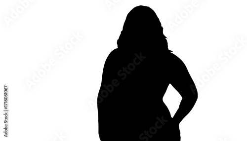 Confident woman's silhouette stands with hand in pocket, embodying empowerment and professional style, perfect for modern branding and concept visualization needs