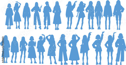 女性のシルエットイラストセット