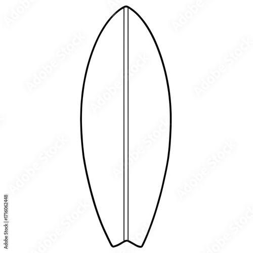 Blank surfboard template on white background  