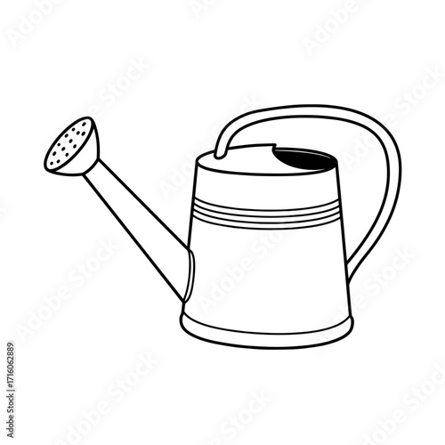 Watering can in simple line art style for garden use  