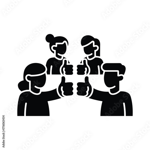 Four friends clinking glasses in celebration of a successful achievement together