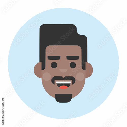 Modern flat vector portrait of a smiling man with a goatee, perfect for user profiles, social media, or avatars, conveying friendliness and approachability